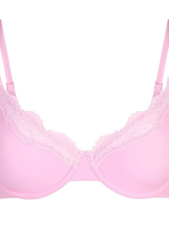 SKIMS Other - Skims Unlined Scoop Bra - Pink Lace Underwire Bra Like New
